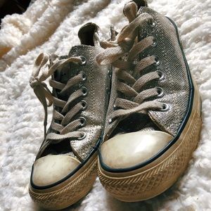Size 7 silver sparkle chuck taylors